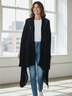 Moda International Long Black Knit Cardigan